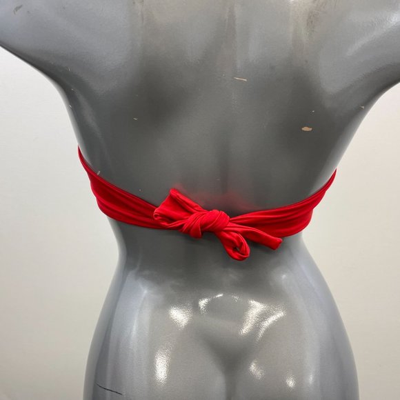 Aqua by La Vie en Rose Women's Red Bathing Suit Strapless Top Back Tie Size S - Picture 3 of 4
